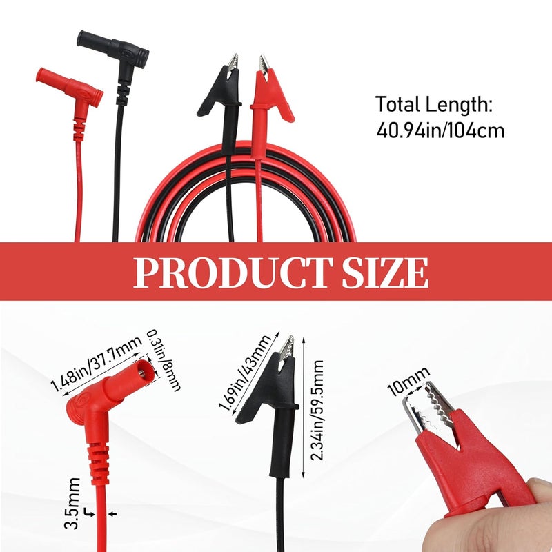 Fuosuc 69381 Alligator Clip Test Leads for Klein Tools multimeter & Heavy-Duty Banana Plug Replacement Leads, 3-Foot - Image 2